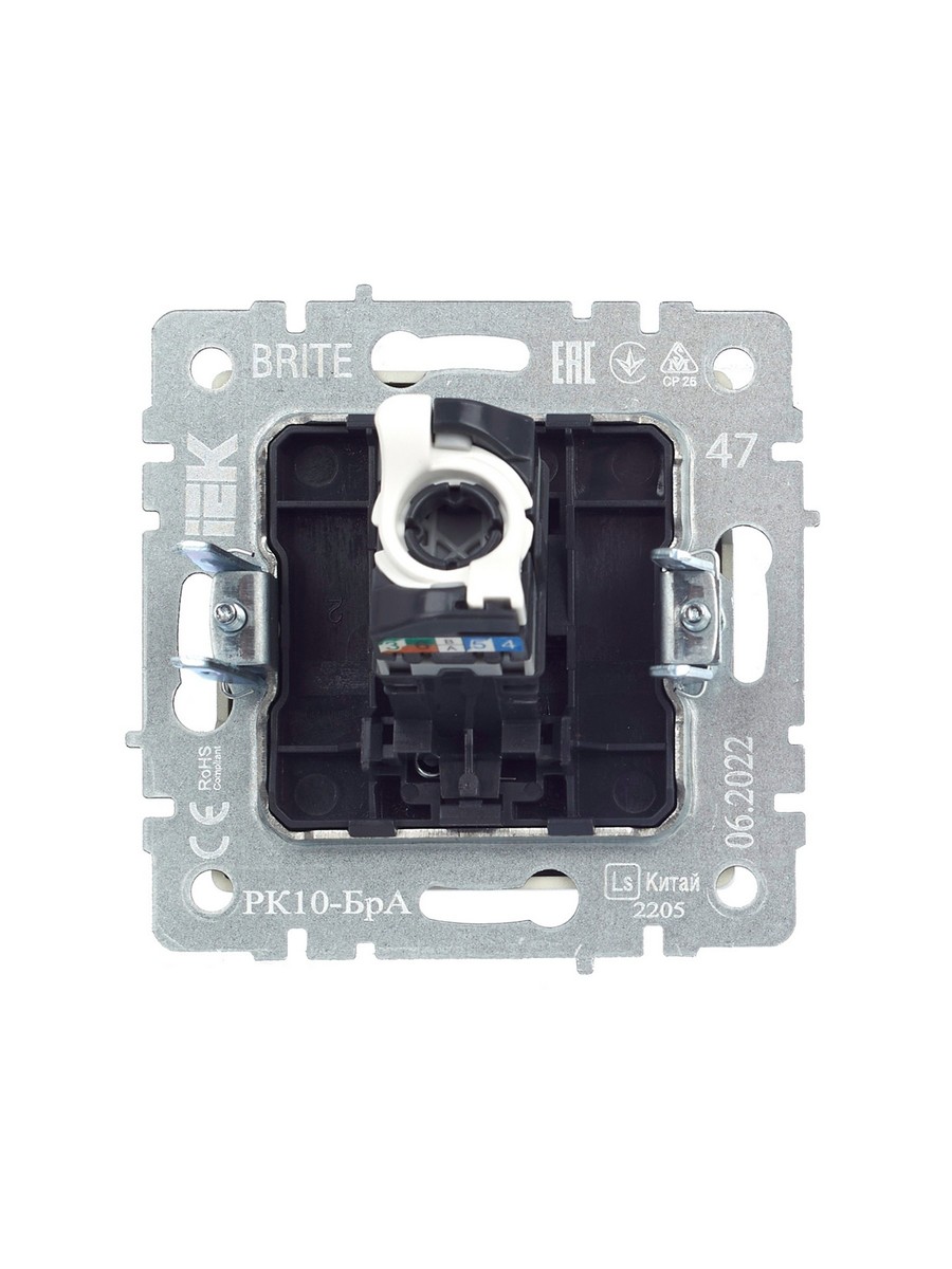 IEK Brite Алюминий Розетка IEK BRITE компьютерная RJ45 кат.5E РК10-БрА алюминий BR-K10-1-K47