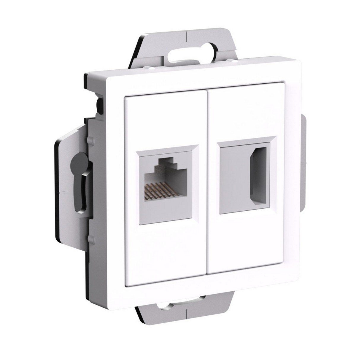 AtlasDesign Белый Розетка Systeme Electric AtlasDesign Белый двойная HDMI+RJ45, кат.5Е, ATN000182