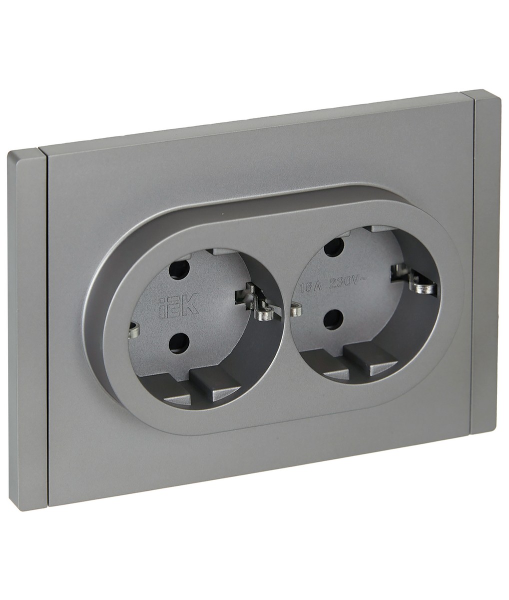 IEK FORTE&PIANO Сталь Розетка IEK FORTE&PIANO Сталь 2-я с/з со шт безвинтовое крепление 16А FP523