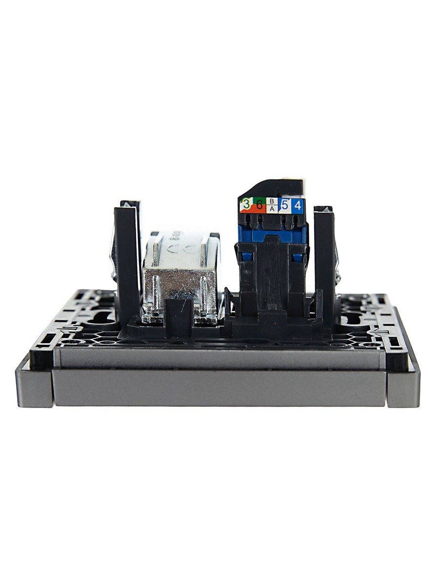 IEK FORTE&PIANO Сталь Розетка IEK FORTE&PIANO Сталь двойная TV+RJ45 кат.6 FP537