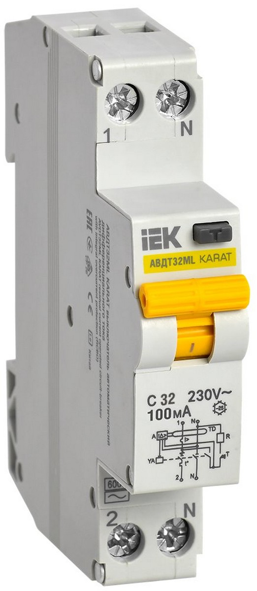 IEK Дифференциальный автоматический выключатель IEK KARAT АВДТ32МL С32 100мА KARAT MVD12-1-032-C-100 