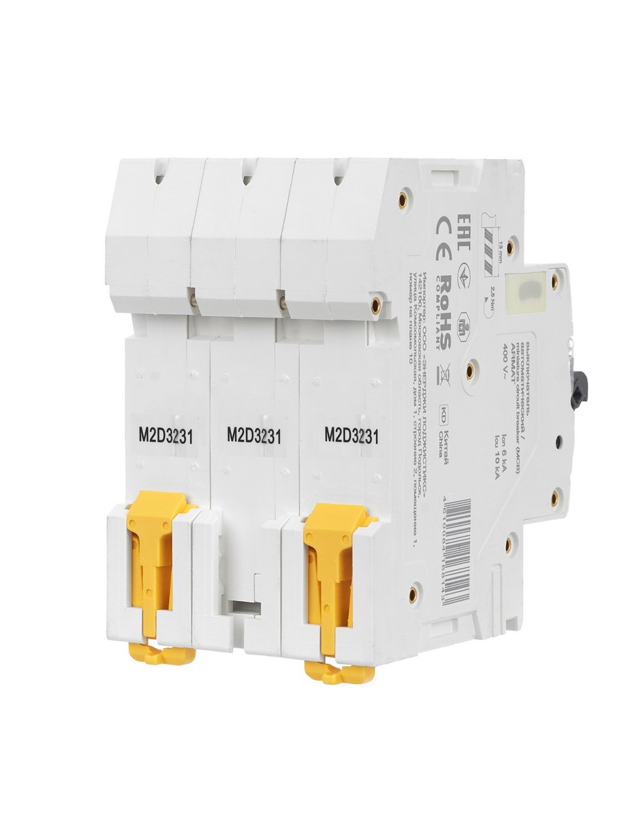 3 полюсные (трехполюсные) Автоматический выключатель IEK ARMAT M10N 3P D 32А AR-M10N-3-D032 