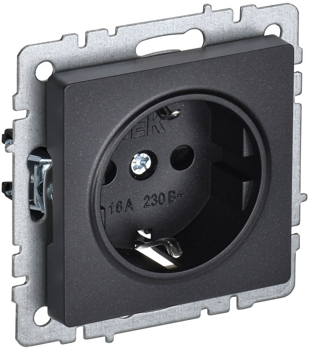 IEK Brite Черный Розетка IEK BRITE с/з без шторок 16А РС11-1-0-БрЧ черный BR-R11-16-K02