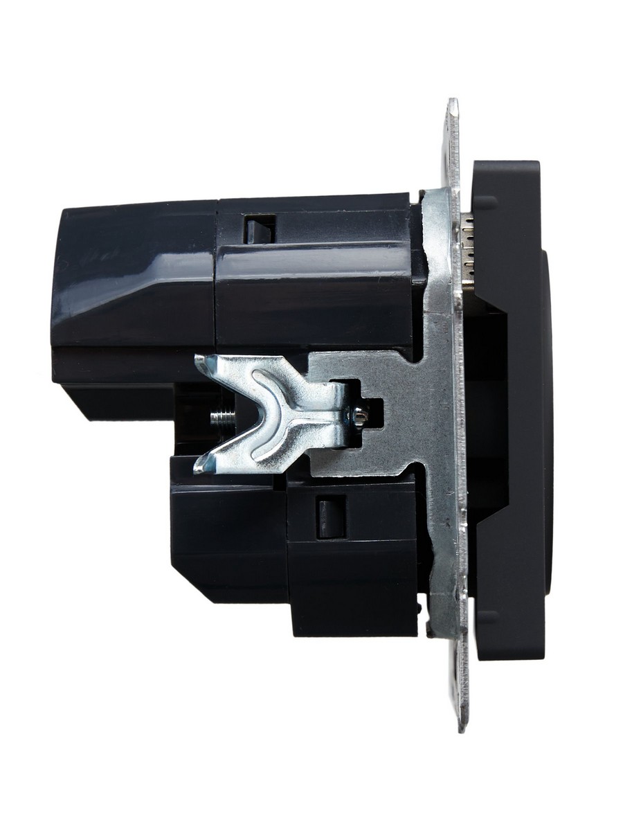 IEK Brite Графит Розетка IEK BRITE с с/з и шторками 16А с USB A+A 3,1А РЮш10-2-БрГ графит BR-R14-16-U21-D31-K53