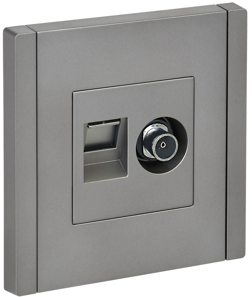 IEK FORTE&PIANO Сталь Розетка IEK FORTE&PIANO Сталь двойная TV+RJ45 кат.5E FP536