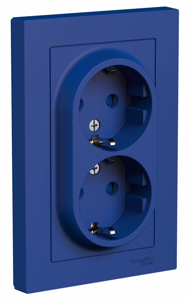 AtlasDesign Аквамарин Розетка Systeme Electric AtlasDesign Аквамарин двойная с/з со шторками 16А в сборе ATN001126