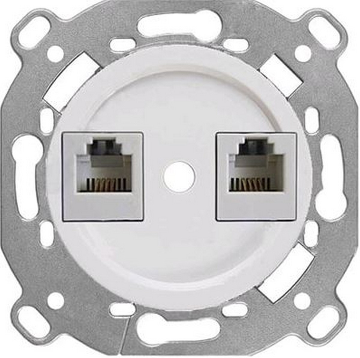 Bironi Лизетта - Ретро розетки и выключатели Розетка BIRONI Шедель Пластик Белый RJ45 + RJ11 (скрытый монтаж) B3-303-21