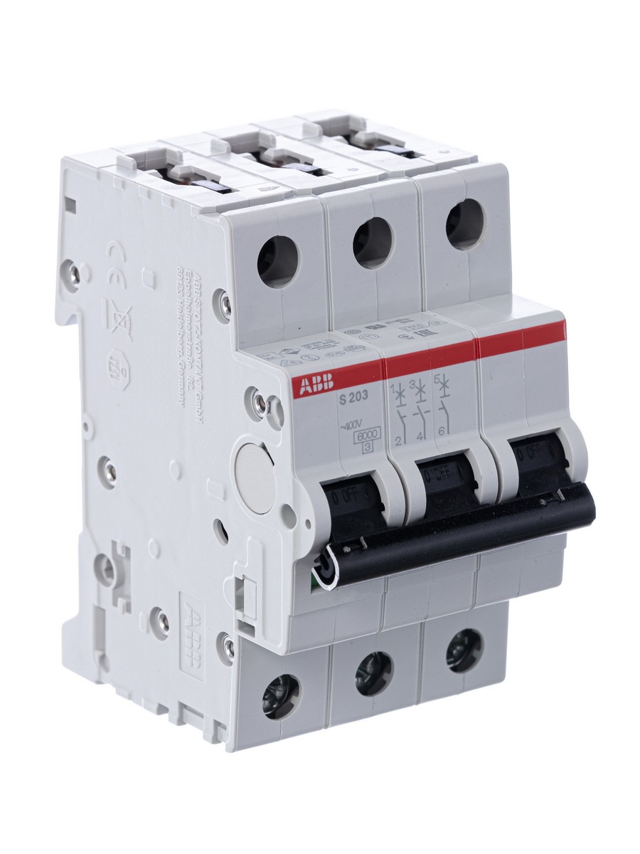 3 полюсные (трехполюсные) Автоматический выключатель ABB S203 20A (B) 6kA 2CDS253001R0205 