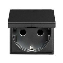 Механизмы ABB Zenit Антрацит Розетка электрическая ABB Zenit Антрацит с/з с защитными шторками с крышкой 2 мод 2CLA228810N1801