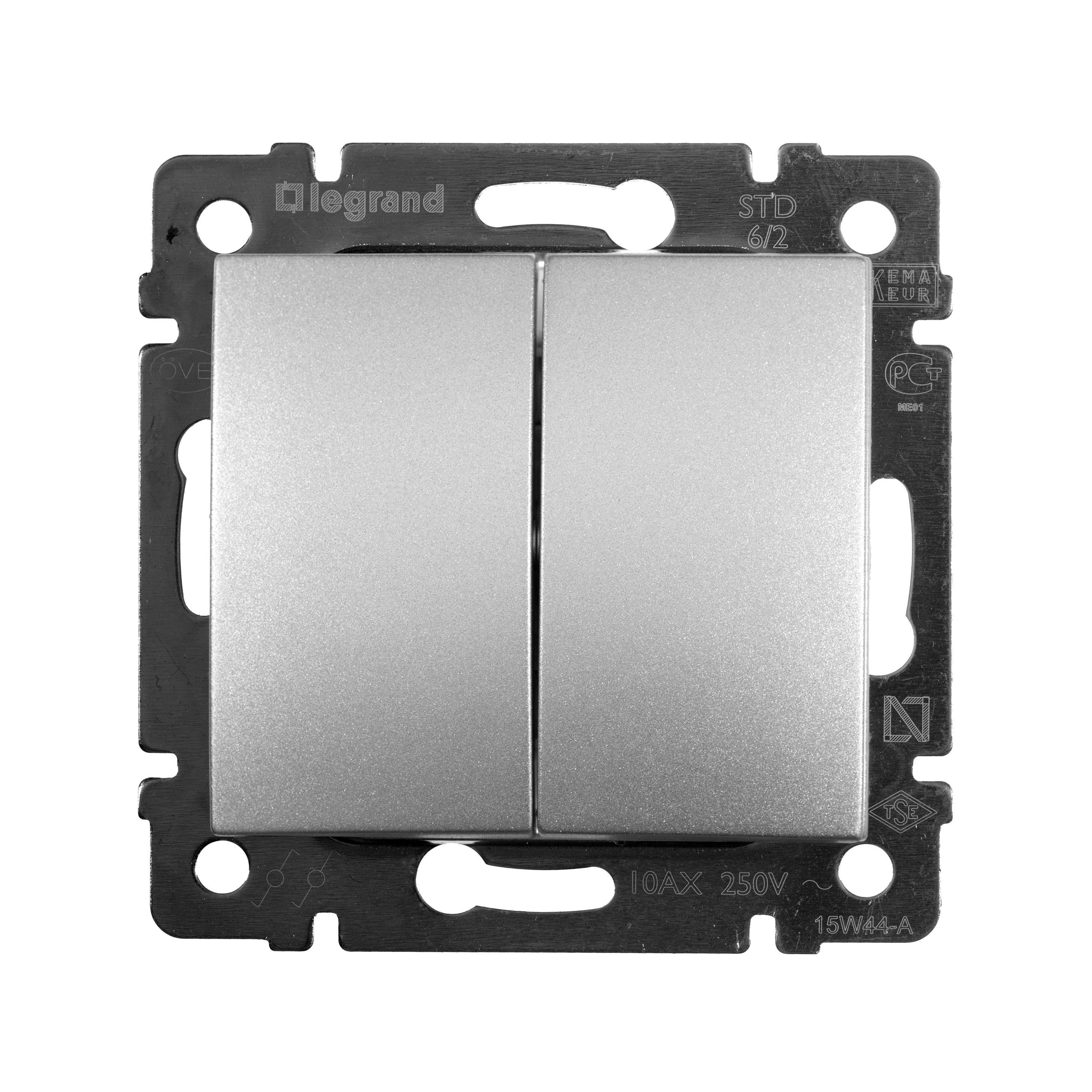 Legrand Valena Classic Алюминий Переключатель Legrand Valena Алюминий 2-х клавишный 770108