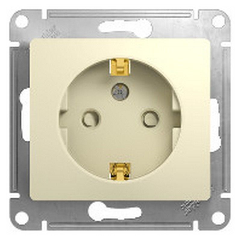 Glossa Бежевый Розетка Systeme Electric Glossa Бежевый с заземлением со шторками GSL000245