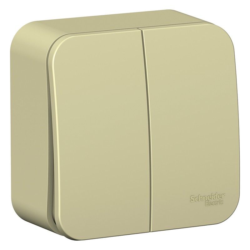 Blanca бежевые розетки и выключатели Выключатель SE Blanca 2-клавишный Бежевый наружный (cх.5) изолир. пластина BLNVA105017