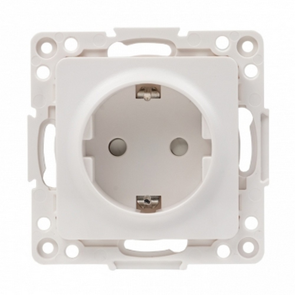 EKF Стокгольм белый Розетка с/з EKF PROxima Стокгольм Белый со шторками 16А EYR16-028-10