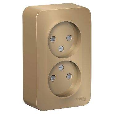 Blanca титан розетки и выключатели Розетка SE Blanca 2-ая Титан наружный б/з со шторками изолир. пластина BLNRA001214