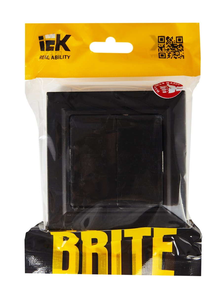 IEK Brite Черный Выключатель IEK BRITE Черный 2-кл. 10А в сборе ВСР10-2-0-БрЧ BR-V20-0-10-K02-F