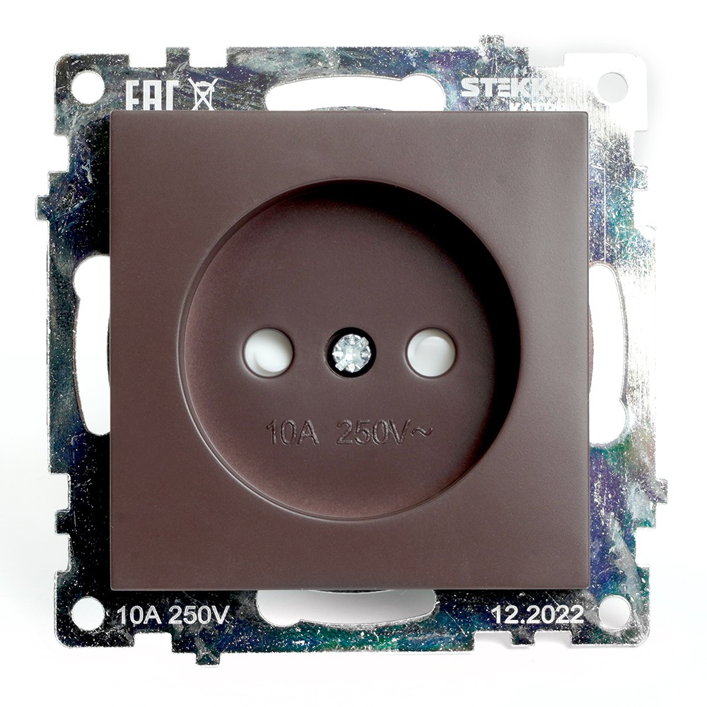 Катрин - Розетки и выключатели Stekker Розетка 1-местная б/з STEKKER GLS10-7109-04 250V 10А с защ. шторкой Катрин шоколад 49025