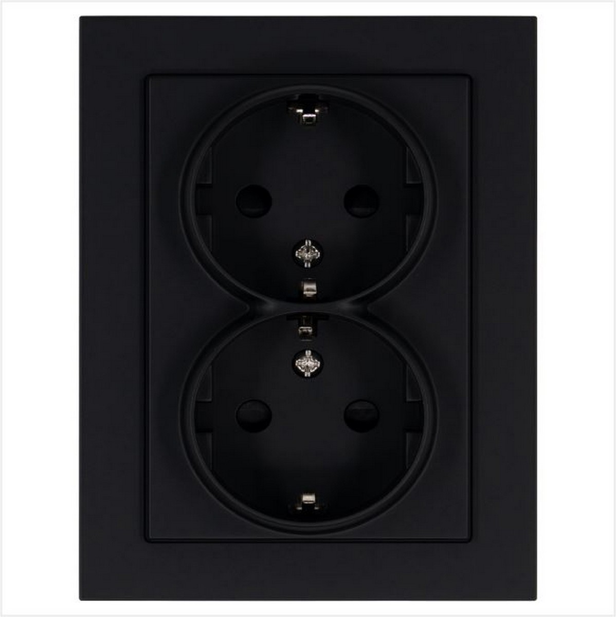 JASMART G - розетки и выключатели Розетка JASMART SCHUKO двойная с защитными шторками Черный матовый (soft touch) G5504PB