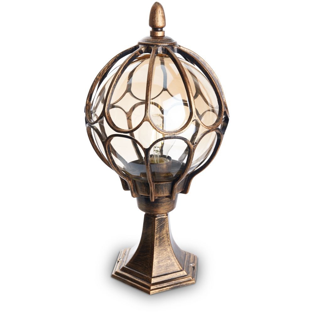 Уличные светильники на постамент Светильник садово-парковый Feron PL3804 круглый на постамент 60W 230V E27 черное золото 11365