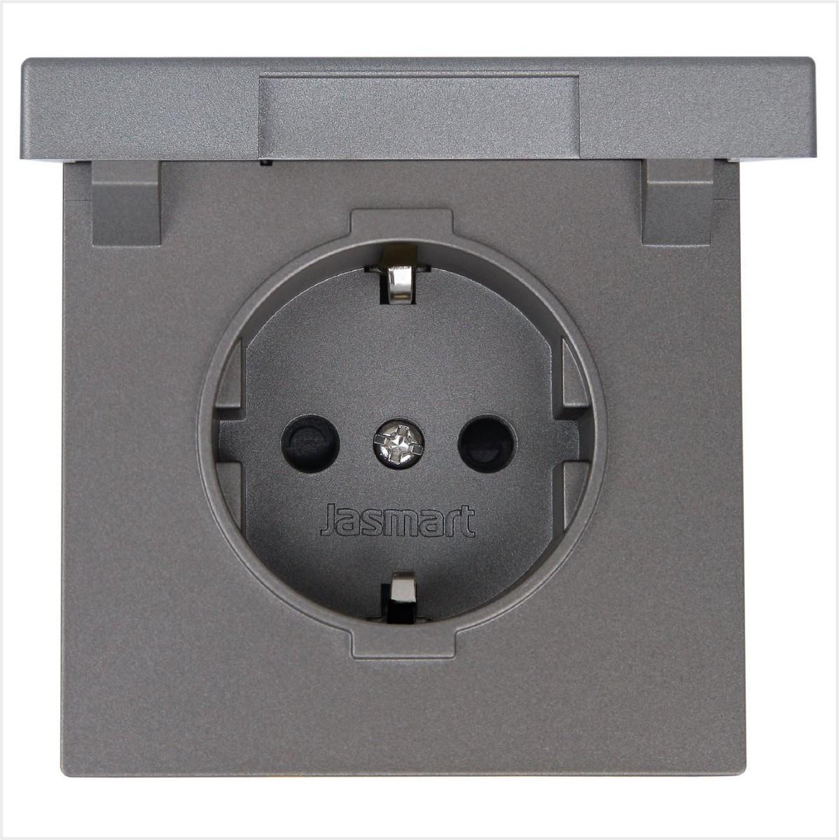 JASMART FD - розетки и выключатели Розетка JASMART FD SCHUKO с крышкой и защитными шторками Никель 5505NI