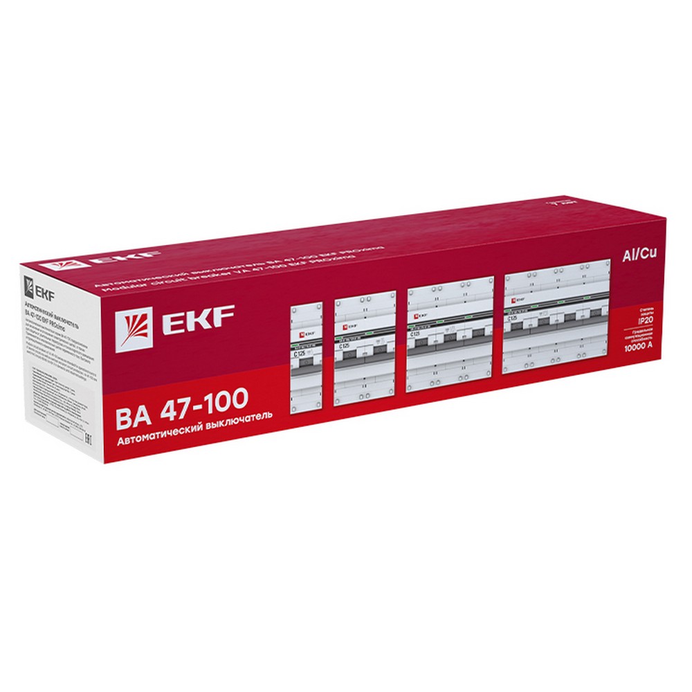 3 полюсные (трехполюсные) Автоматический выключатель EKF PROxima ВА 47-100 3P 125А (С) 10kA mcb47100-3-125C-pro 