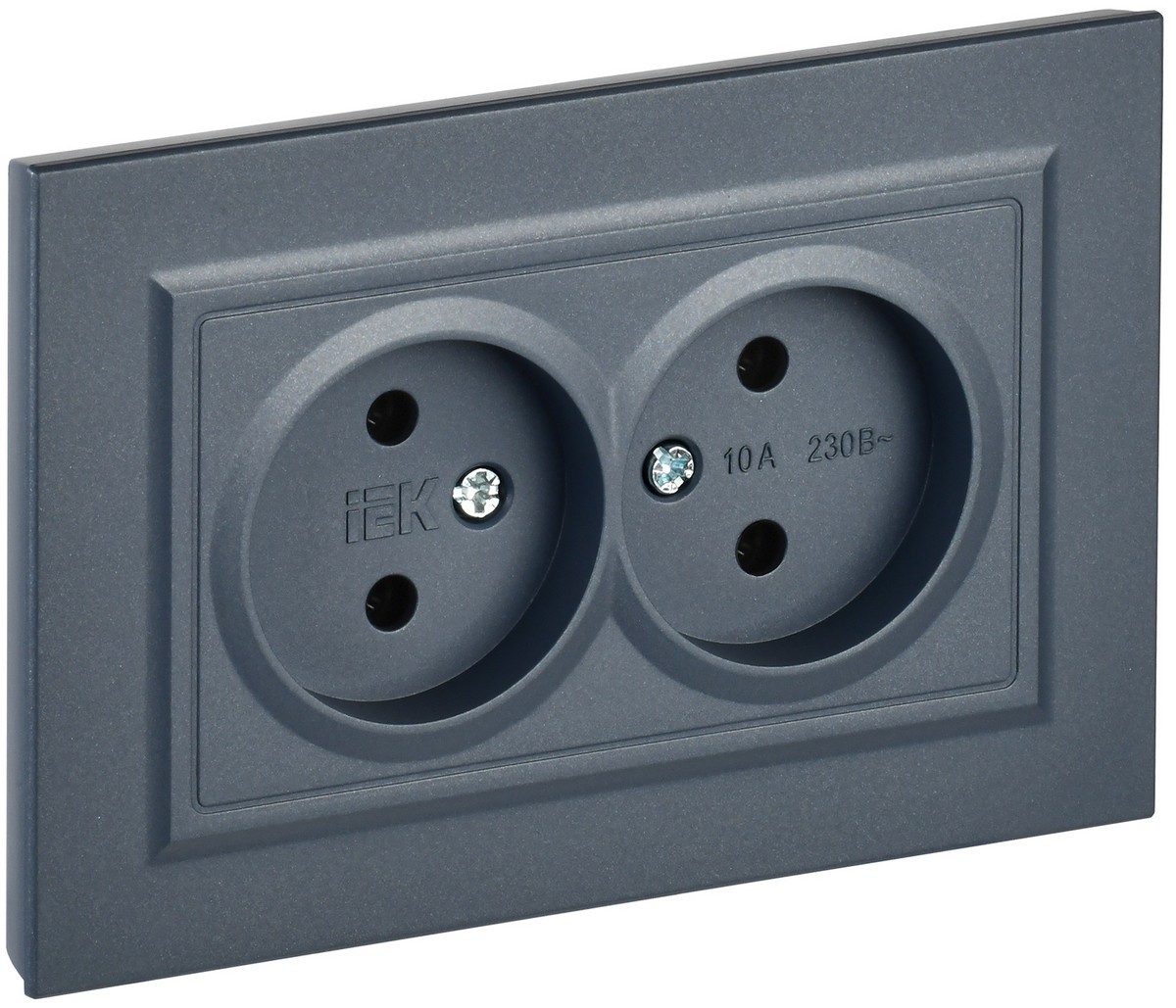 IEK Brite Маренго Розетка IEK BRITE Маренго 2-я без з/к/ш 10А в сборе РС12-2-БрМ