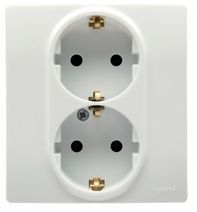 Legrand Etika Белый Розетка Legrand Etika белый 2-я с/з со шторками, авт. клем. 672233