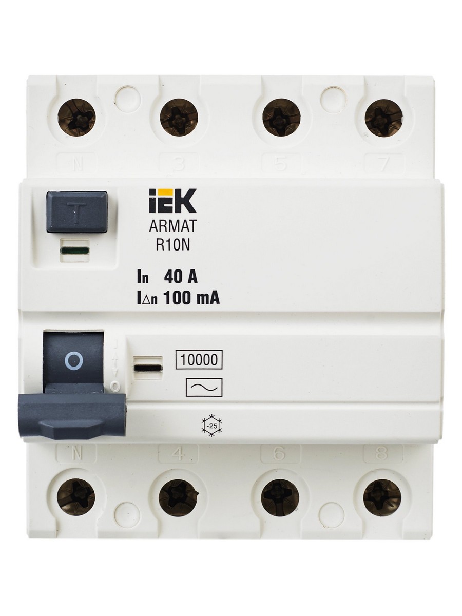 IEK ВДТ УЗО IEK ARMAT R10N 4P 40А 100мА тип AC AR-R10N-4-040C100 