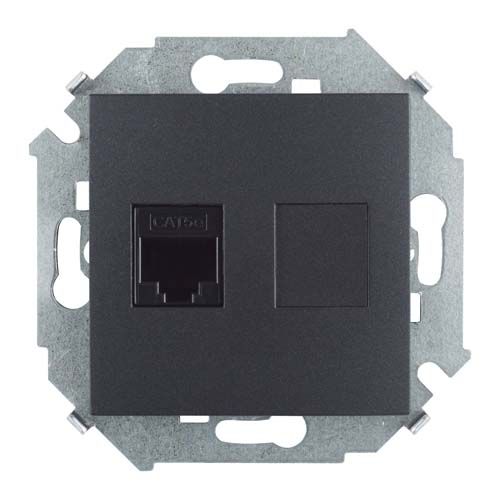 Розетки и выключатели Simon 15 Графит Розетка компьютерная Simon 15 Графит RJ45 кат.5е (АМР) 1591551-038