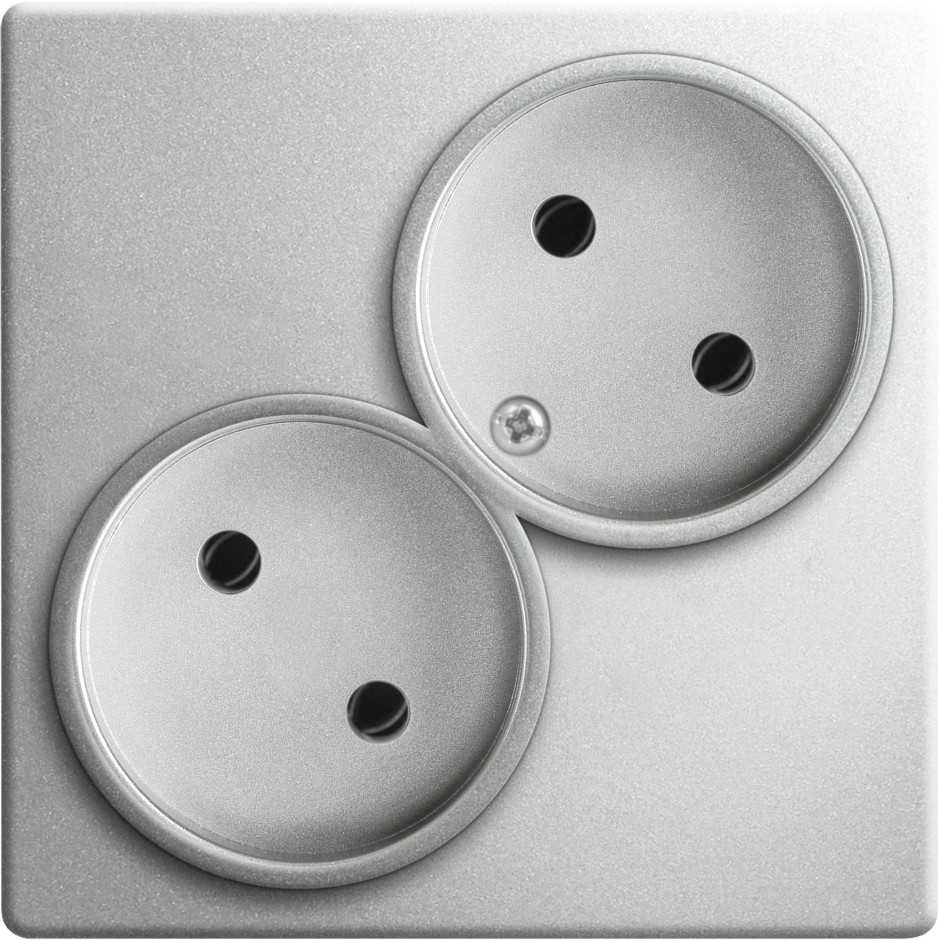 Розетки и выключатели Simon 24 Алюминий Розетка двойная Simon 24 Алюминий без заземления 2x2Р 2450457-033
