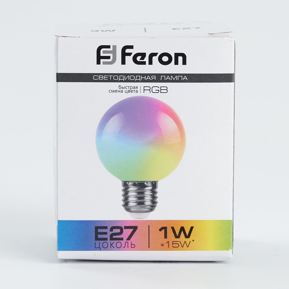 E27 Лампа светодиодная Feron LB-37 Шарик матовый E27 1W RGB быстрая смена цвета 38126 