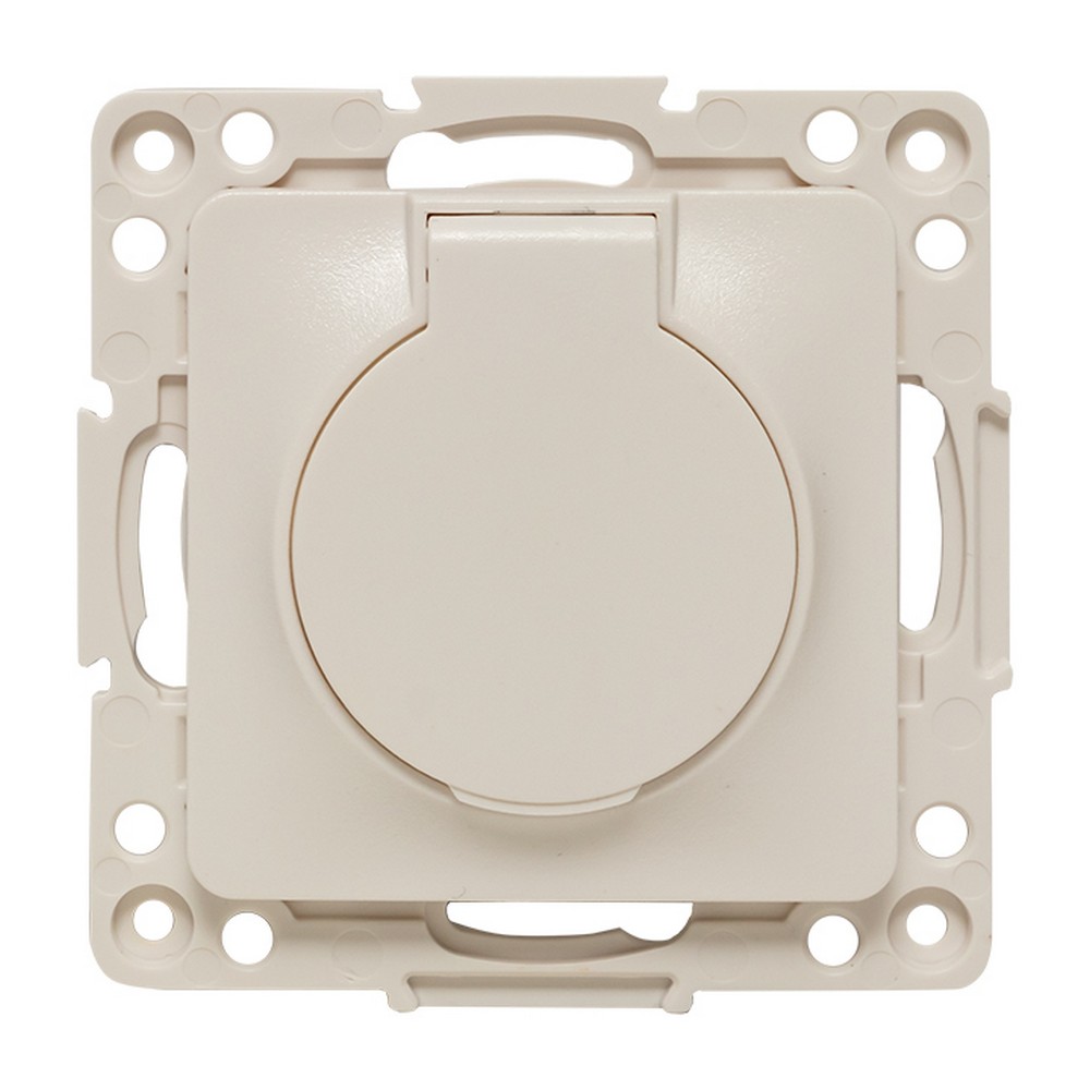 EKF Стокгольм белый Розетка с/з EKF PROxima Стокгольм Белый со шторками и крышкой 16А IP44 EYR16-028-10-44