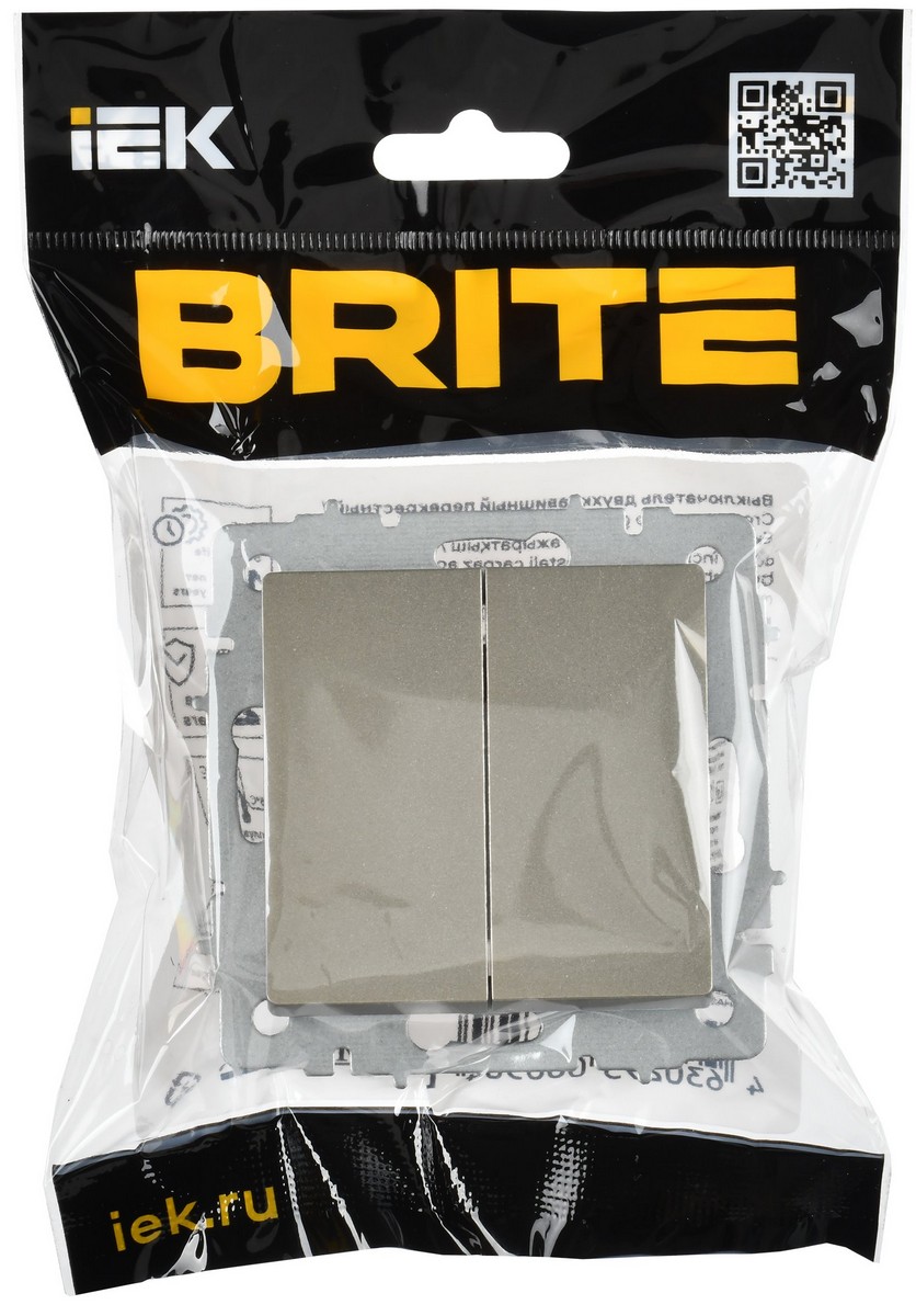 IEK Brite Шампань Выключатель IEK BRITE Шампань 2-кл. перекрестный 10А ВС10-2-3-БрШ