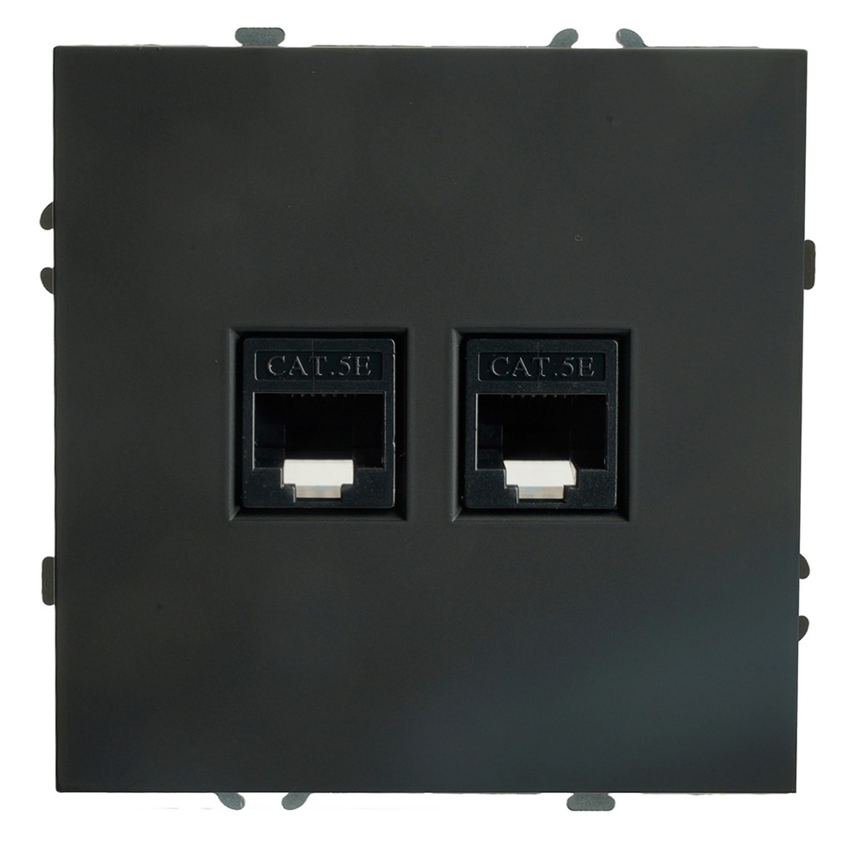 Эмили - Розетки и выключатели Stekker Розетка компьютерная 2-ая RJ-45 STEKKER Эмили RST00-5111-05 черный уголь soft touch 49848