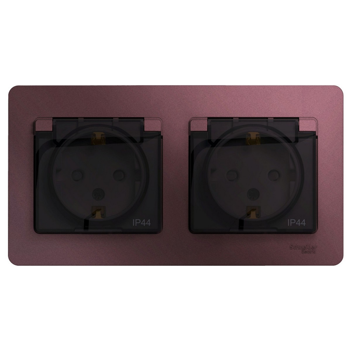 Glossa Баклажан Розетка Systeme Electric Glossa Баклажановая 2-ая с-з со шторками IP44 GSL001147