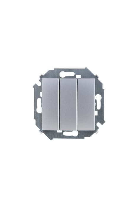 Розетки и выключатели Simon 15 Алюминий Выключатель 3-клавишный Simon 15 Алюминий 10А 1591391-033