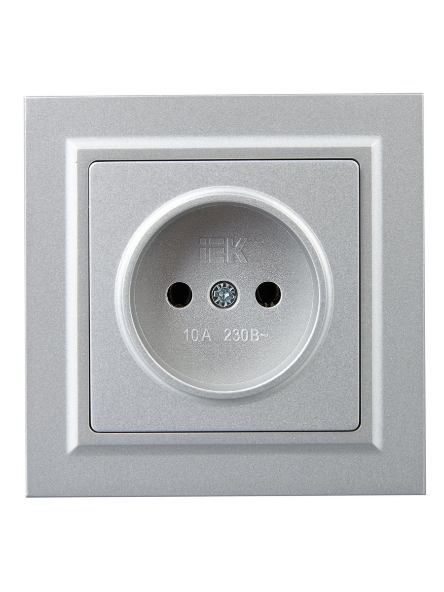 IEK Brite Алюминий Розетка IEK BRITE BASE Алюминий без з/к/ш 10А в сб. РСР10-1-0-БрА BR-R10-10-K47-F