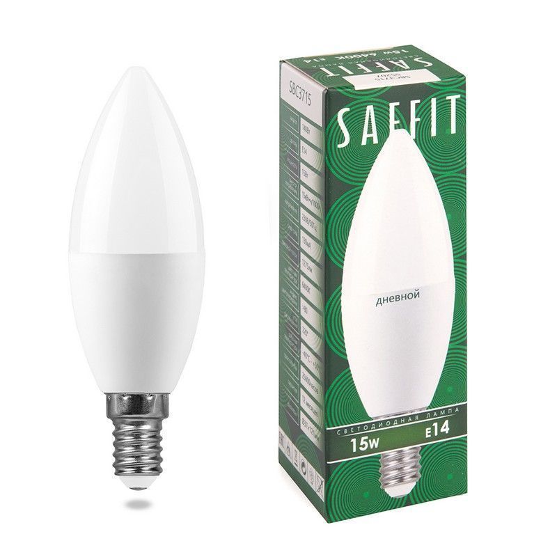 E14 Лампа светодиодная SAFFIT SBC3715 Свеча E14 15W 6400K 55207 