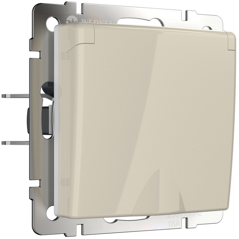 Werkel Слоновая кость механизмы Розетка влагозащищенная Werkel с зазем. с защит. крышкой и шторками слоновая кость W1171203