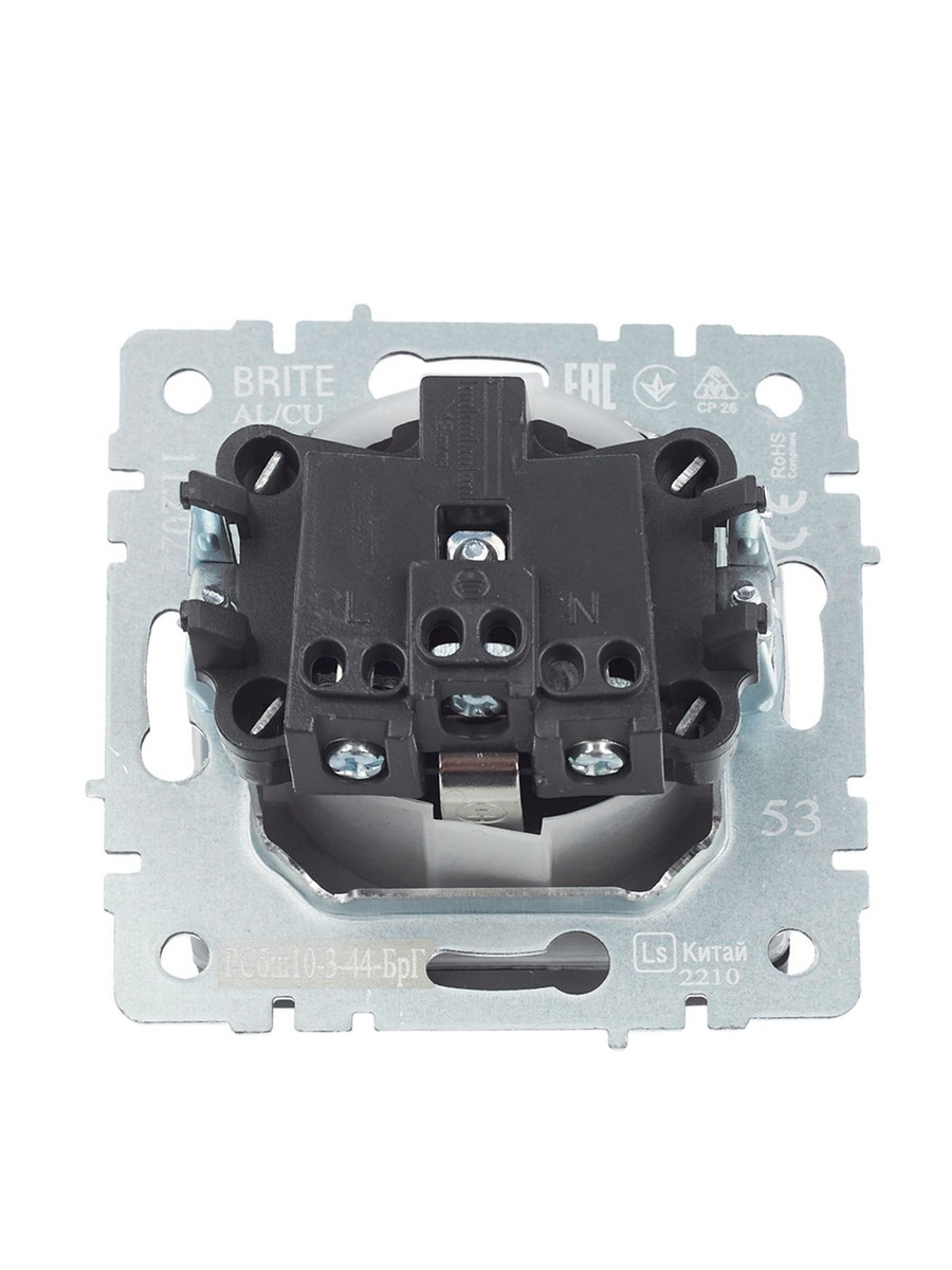 IEK Brite Графит Розетка IEK BRITE с/з с шторками и крышкой 16А IP44 РСбш10-3-44-БрГ графит BR-R16-16-44-K53