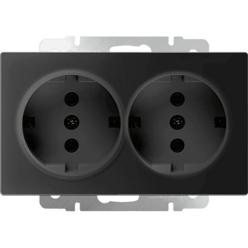 Werkel Черный матовый механизмы Розетка Werkel двойная с заземлением (черный матовый) W1172008