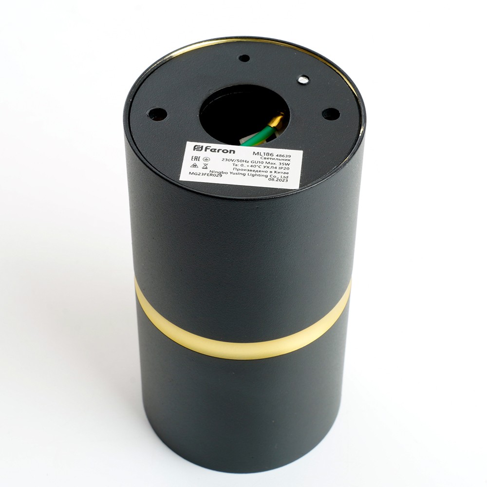 Светильники споты светодиодные Светильник спот потолочный Feron ML186 Barrel ZEN GU10 чёрный золото 48639 
