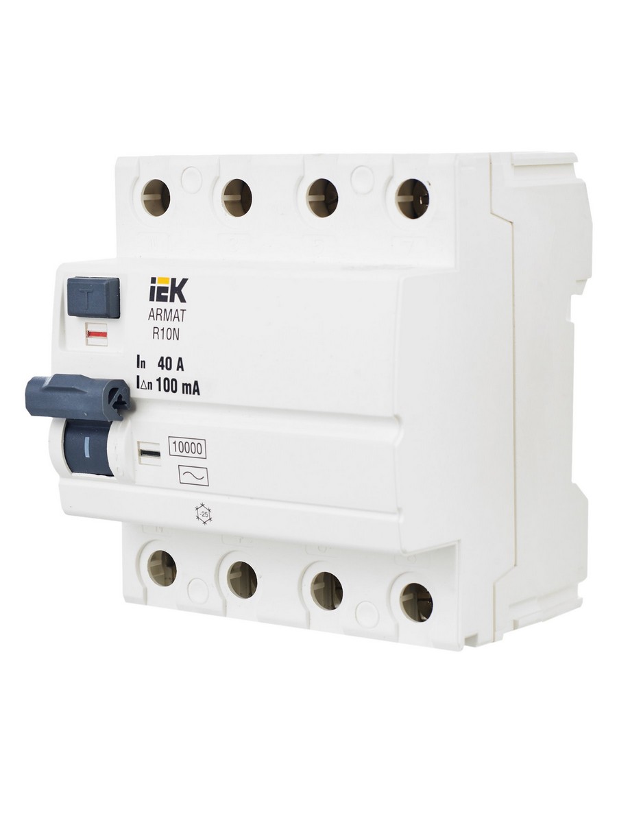 IEK ВДТ УЗО IEK ARMAT R10N 4P 40А 100мА тип AC AR-R10N-4-040C100 