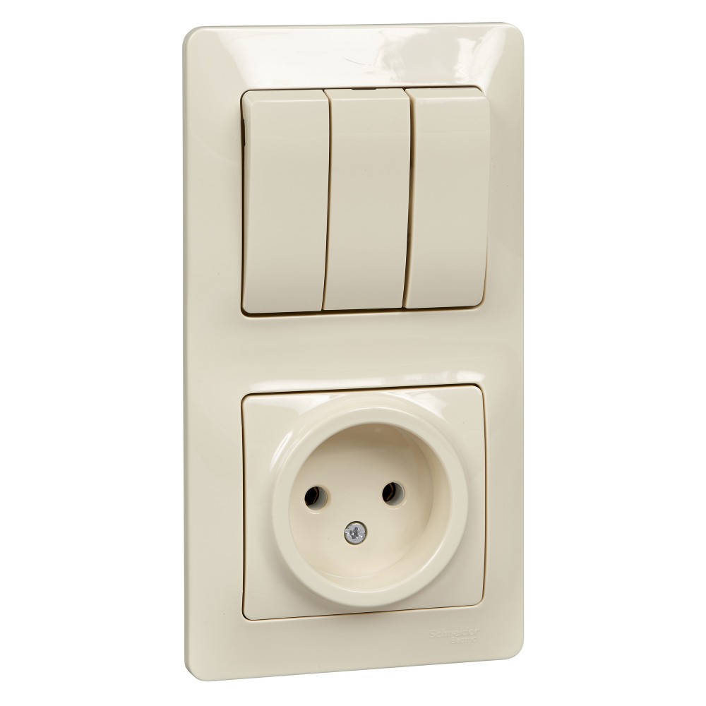 Glossa Бежевый Блок:Glossa Бежевый розетка и 3-кл. выключатель GSL000276