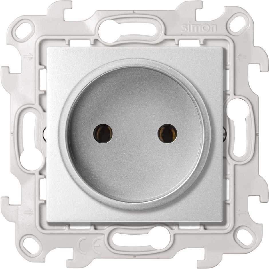 Розетки и выключатели Simon 24 Алюминий Розетка Simon 24 Алюминий без заземления 2Р 2450442-033
