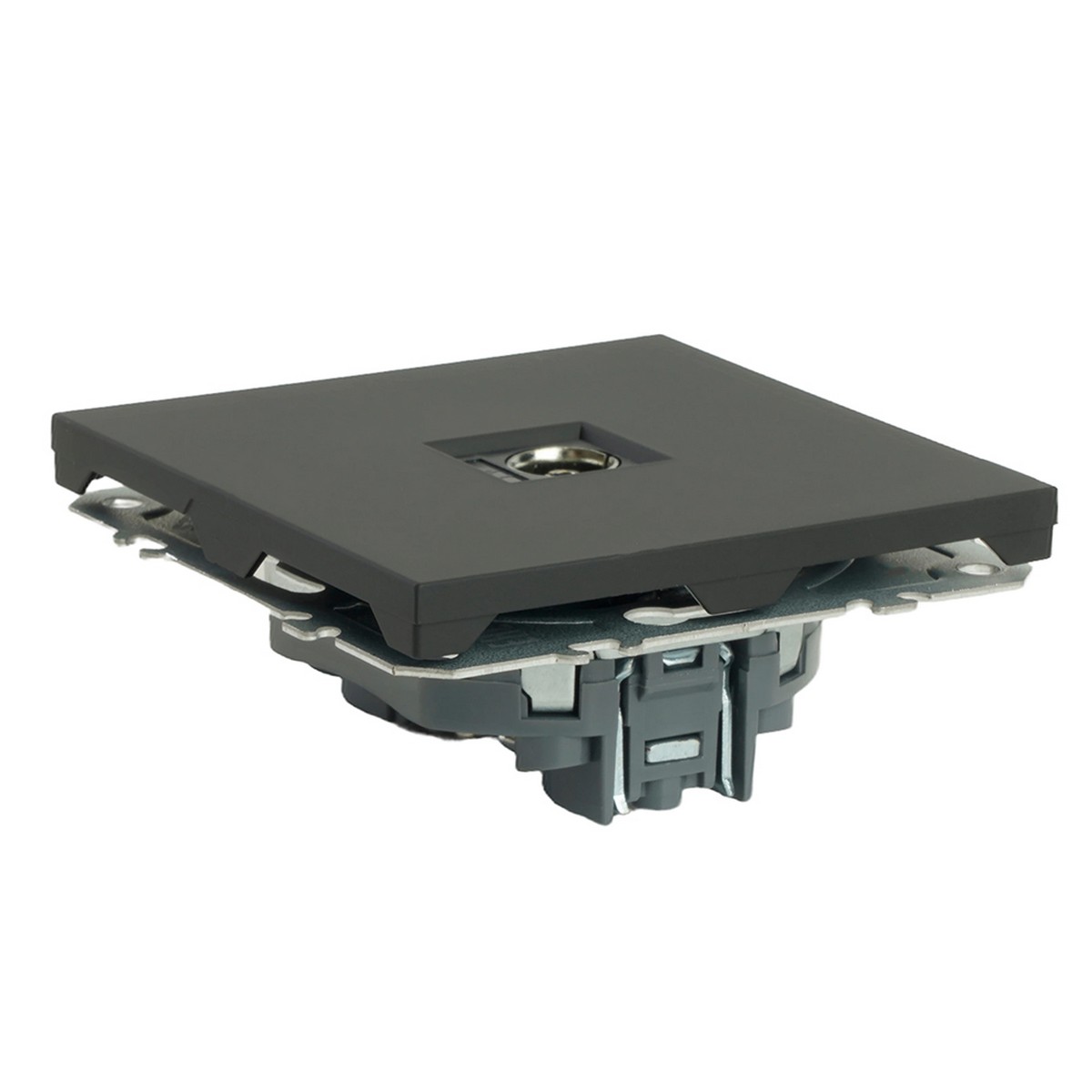 Эмили - Розетки и выключатели Stekker Розетка телевизионная 1-ая STEKKER Эмили RST00-5108-05 75 Ом 5-862МГц  черный уголь soft touch 49849