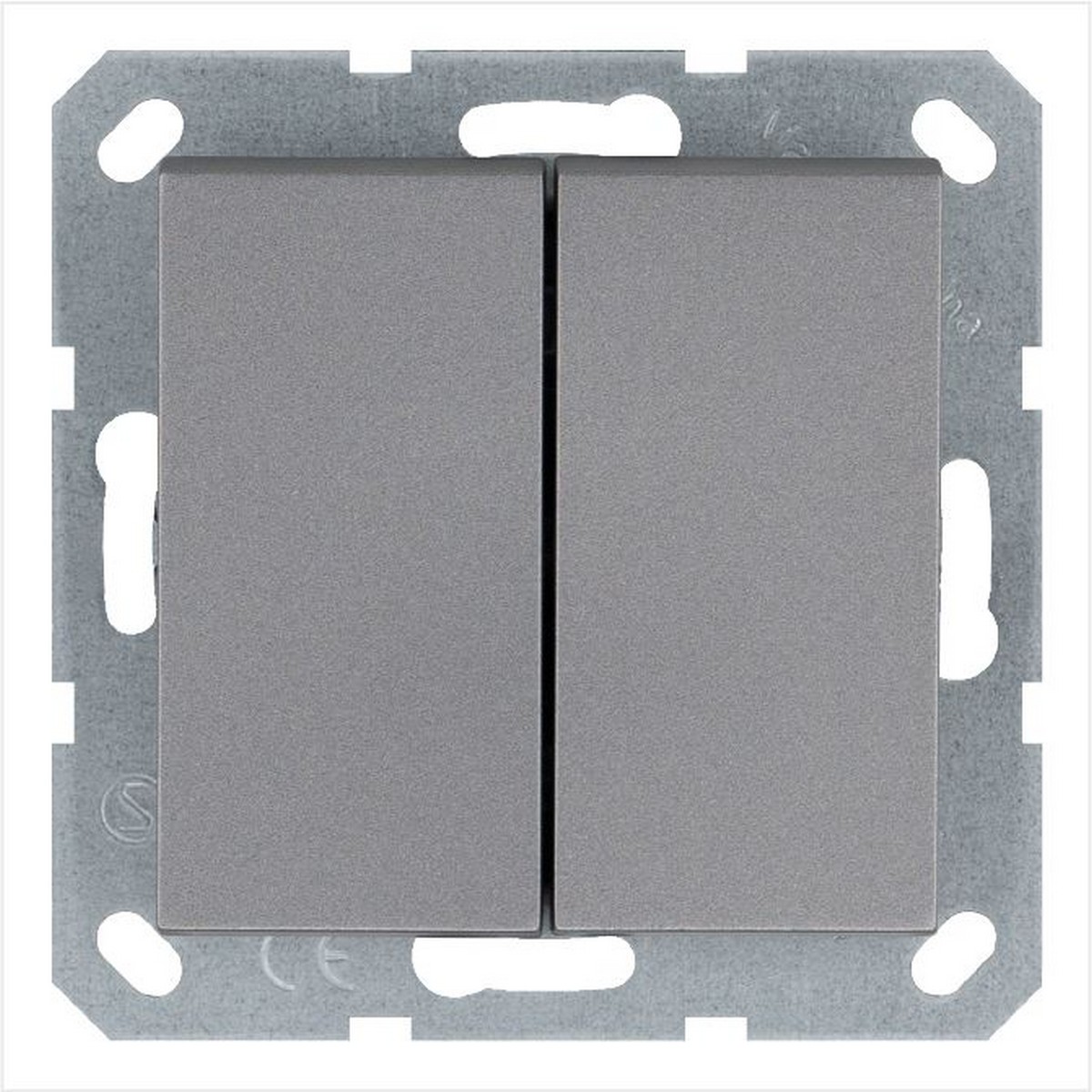 JASMART G - розетки и выключатели Выключатель JASMART двухклавишный проходной Алюминий G3022S