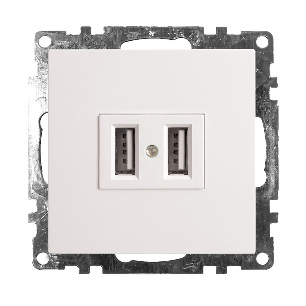 Катрин - Розетки и выключатели Stekker Розетка USB 2-местная STEKKER GLS10-7115-01 250B 21А Катрин белый 39686