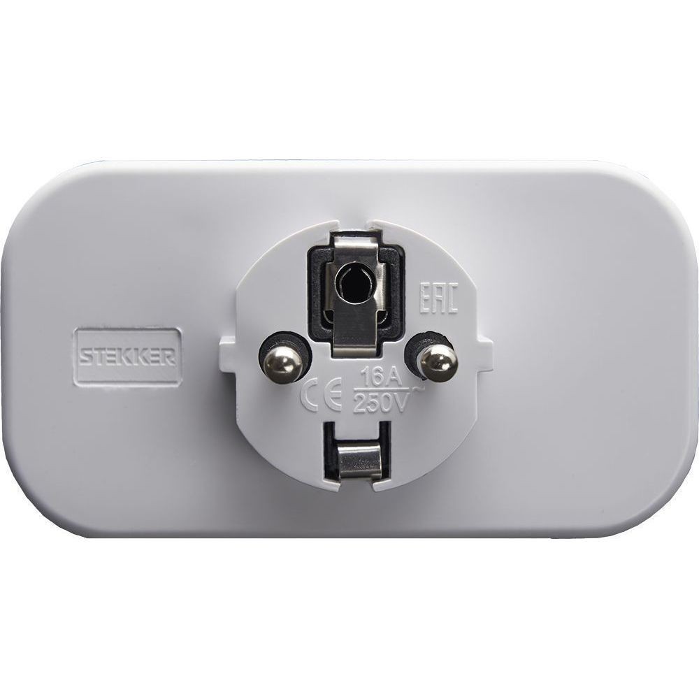 Колодки и удлинители, тройники Разветвитель сетевой 2-местный с/з STEKKER ADP16-22-20 250V, 16A, ABS огнеустойчивый пластик, белый 39023 