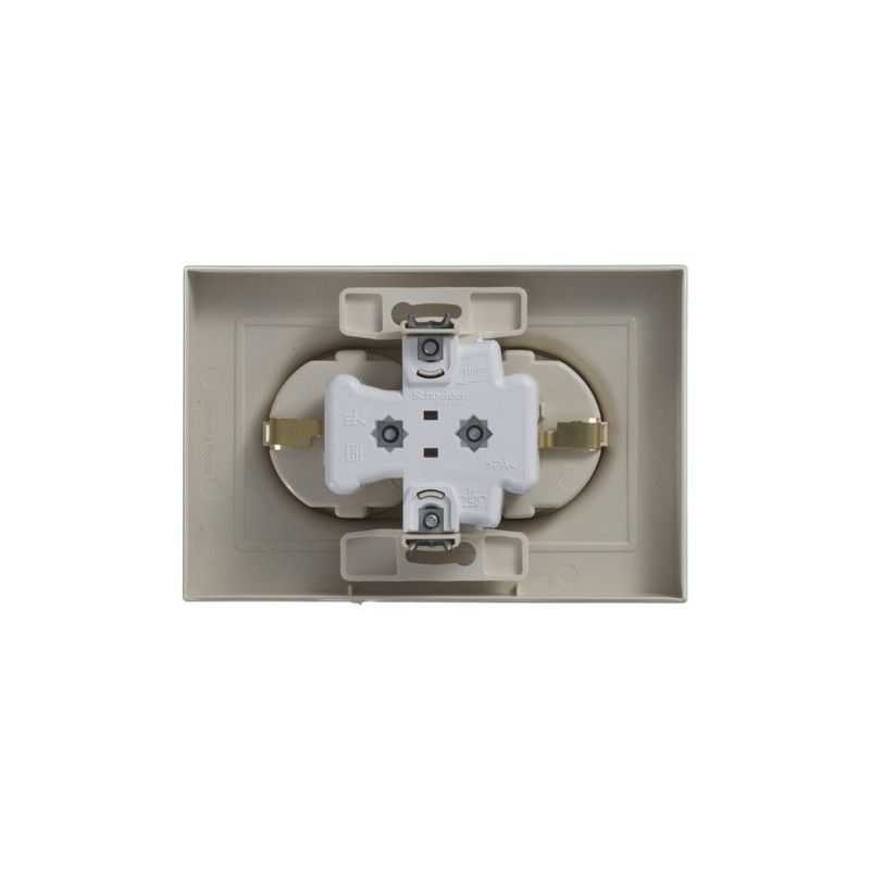 AtlasDesign Бежевый Розетка Systeme Electric AtlasDesign бежевый с/з двойная, 16А, в сборе ATN000224