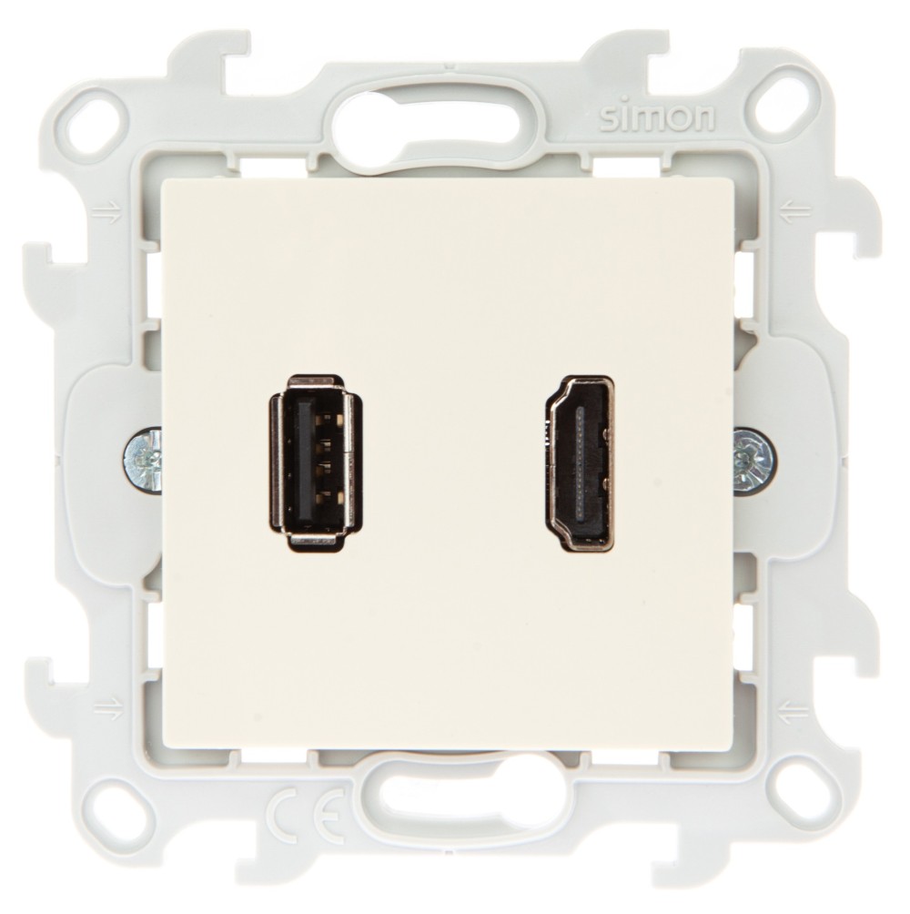 Розетки и выключатели Simon 24 Слоновая кость Коннектор HDMI+USB Simon 24 Слоновая кость 2.0 2411095-031